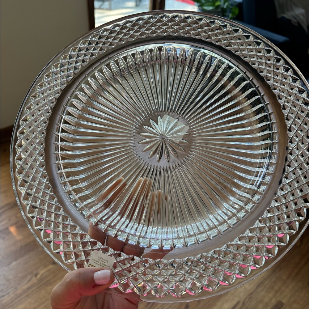 Vintage Fifth Avenue Crystal Chargers Platters HEAVY Made in Slovakia